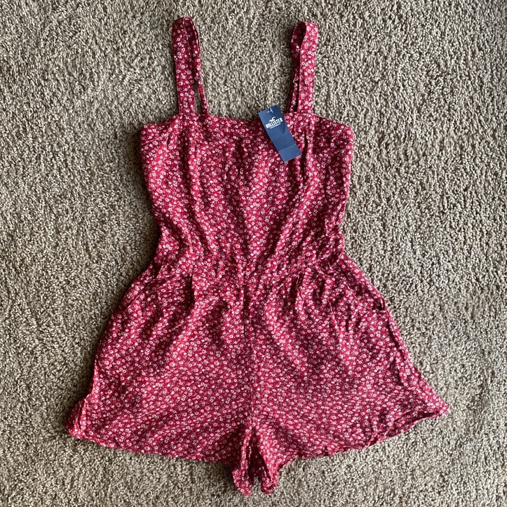 Hollister red floral romper
